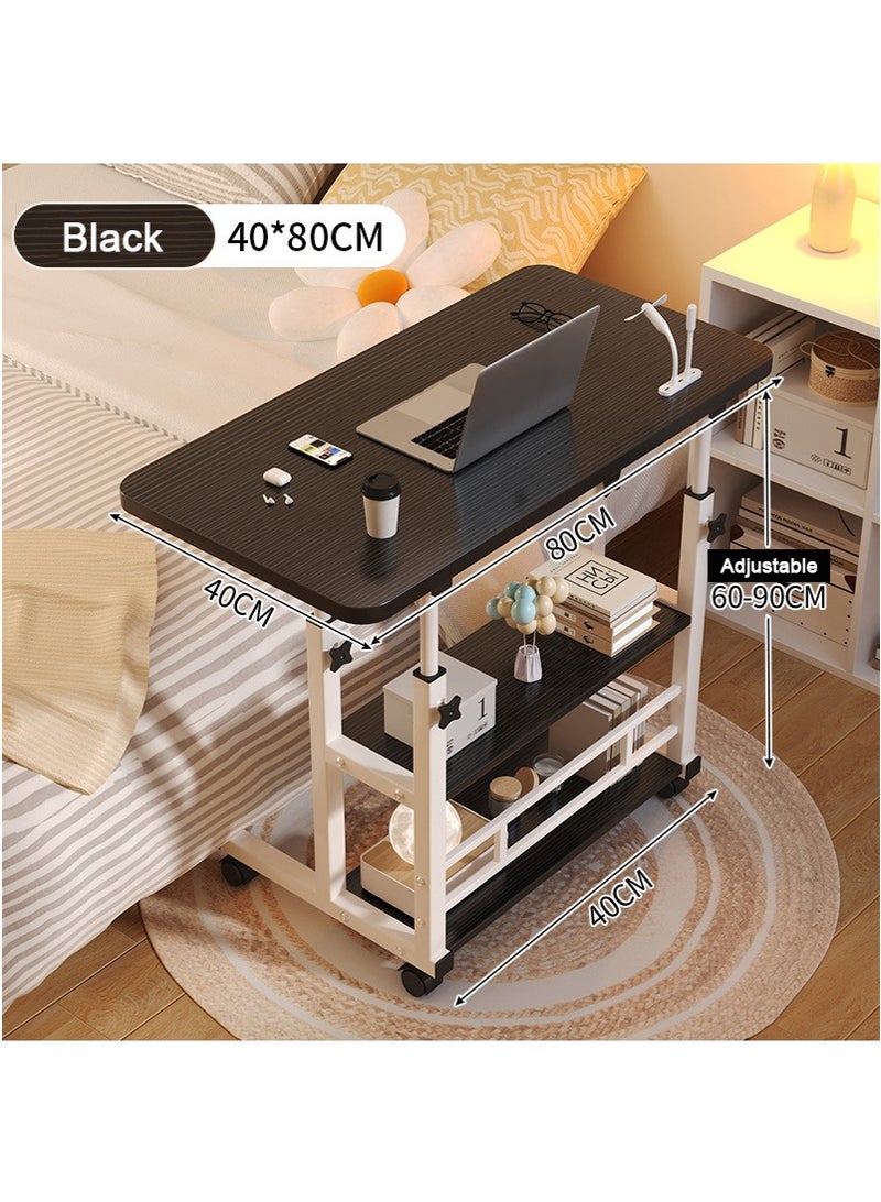 تابيت مكتب الكمبيوتر المحمول المتداول القابل للتعديل - طاولة جنب السرير الحد الأدنى لغرفة النوم وغرفة النوم ، محطة عمل متنقلة للمكتب المنزلي ، طاولة قهوة جانبية أريكة بسيطة (80x40 سم ، أسود) - Image 3