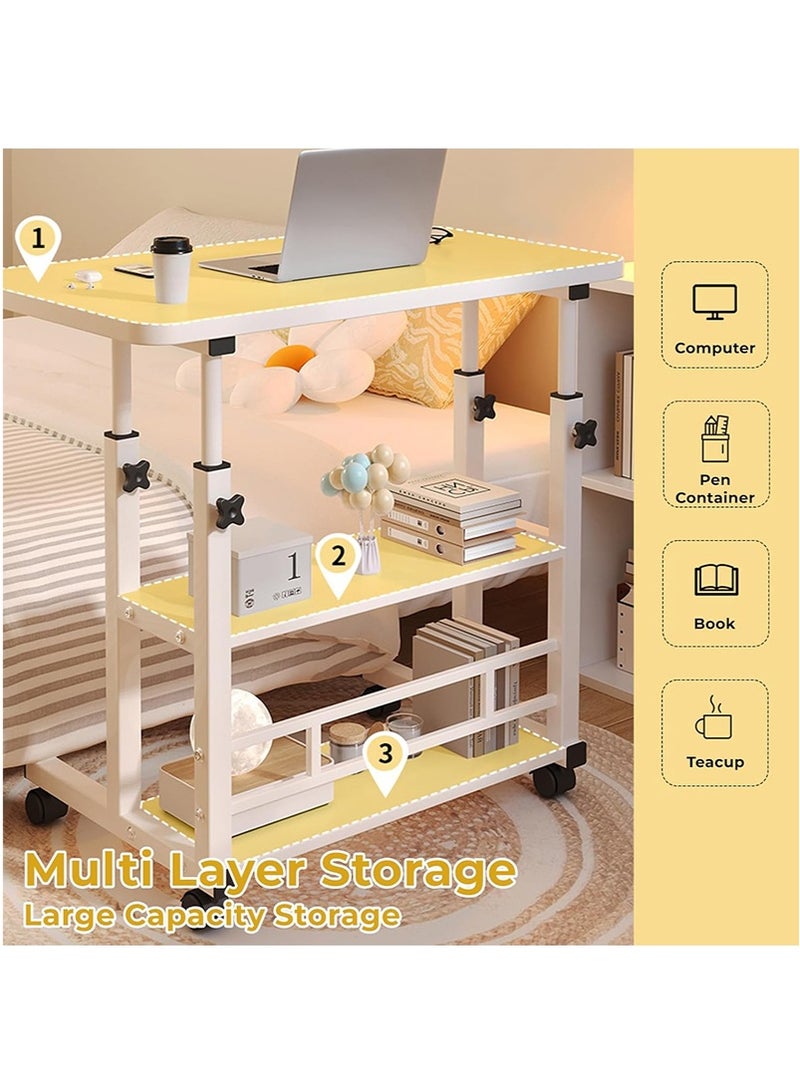 تابيت مكتب الكمبيوتر المحمول المتداول القابل للتعديل - طاولة جنب السرير الحد الأدنى لغرفة النوم وغرفة النوم ، محطة عمل متنقلة للمكتب المنزلي ، طاولة قهوة جانبية أريكة بسيطة (80x40 سم ، أسود) - Image 4