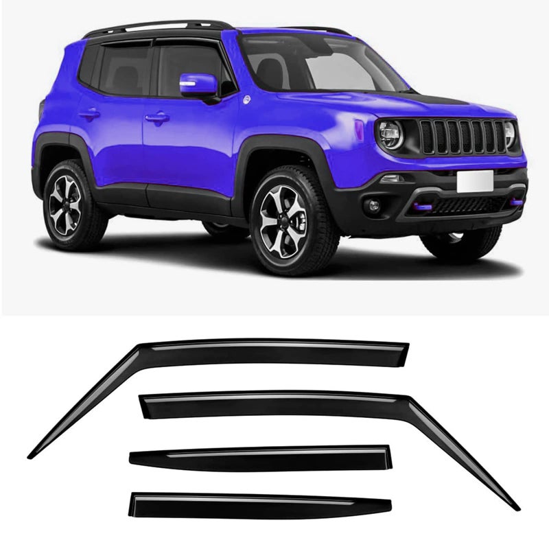 ZZDSNJ Rain Guard 4Piece for 20152021 Jeep Renegade Windows Visor Shield Shade Smoke 94368