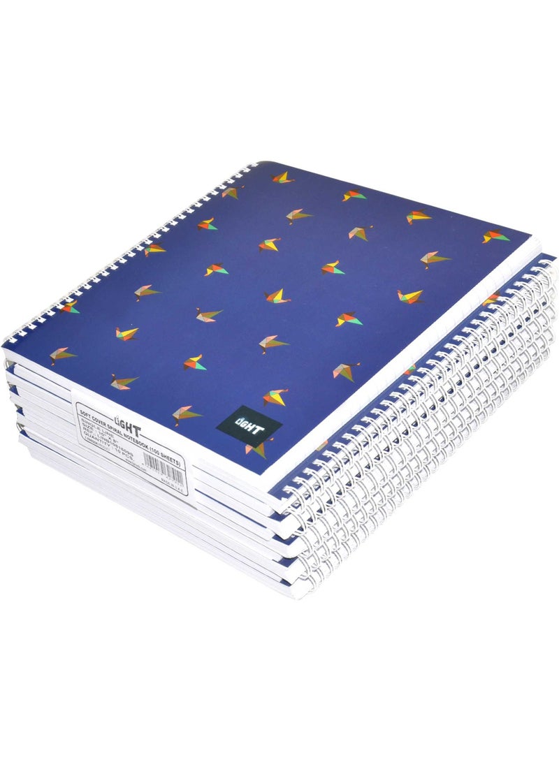 FIS LIGHT Pack of 10  Spiral Soft Cover Notebook, Single Line , 10X8 Inches (25.4 X 20.32 Cm) 100 Sheets -LINB1081609S - Image 1