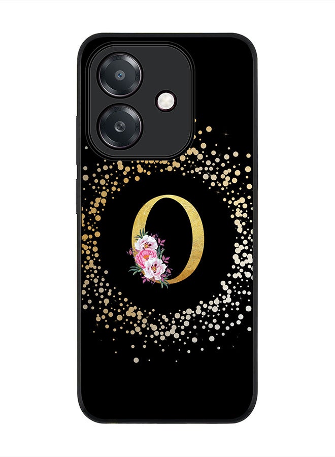 Stylizedd For Oppo A5i Case,Slim fit Camera Protection, Shockproof Thin Phone cover  - Custom Monogram Floral - O ( Black )