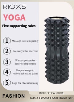 RIOXS 6 In 1 Fitness Foam Roller Set With Muscle Roller Stick And Massage Balls For Physical Therapy Pain Relief Myofascial Release Balance Exercise  - Image 2