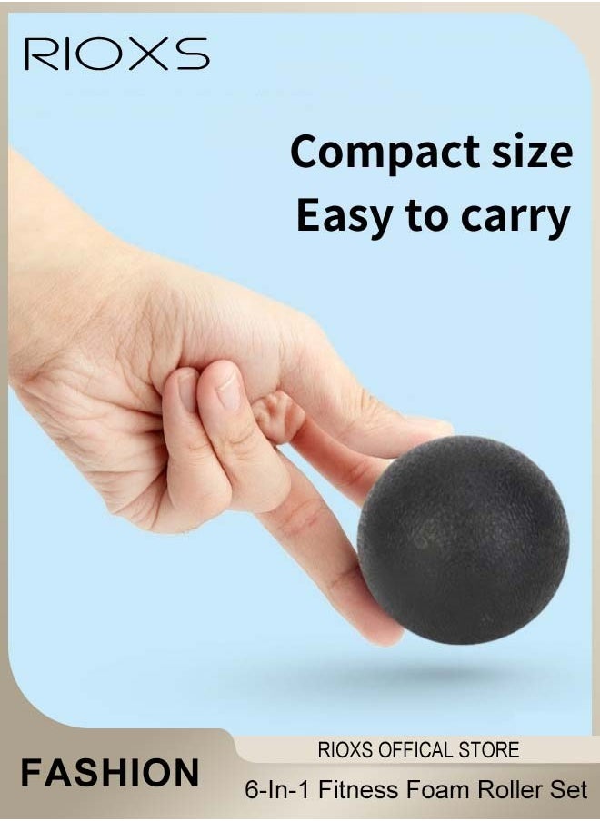 RIOXS 6 In 1 Fitness Foam Roller Set With Muscle Roller Stick And Massage Balls For Physical Therapy Pain Relief Myofascial Release Balance Exercise  - Image 4