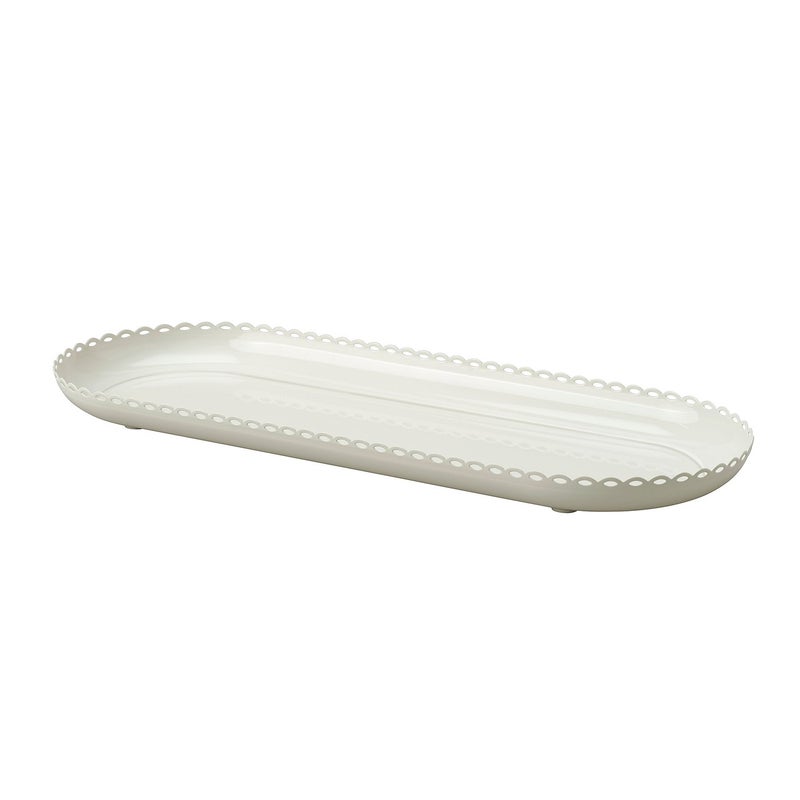 Baitique Powder-Coated Steel Candle Dish, Off-White, 45x17 cm - Image 1