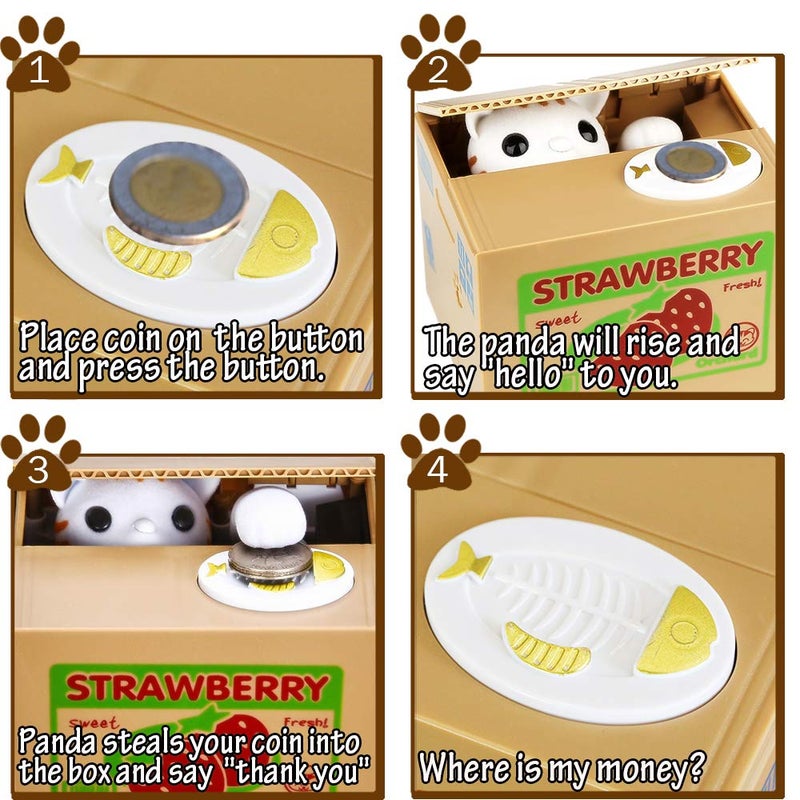 HmiL-U Cat Stealing Money Bank, Piggy Bank for Kids, Coin Bank for Money Saving, Automatic Stealing Money with English Speaking, Creative Gift - Image 5