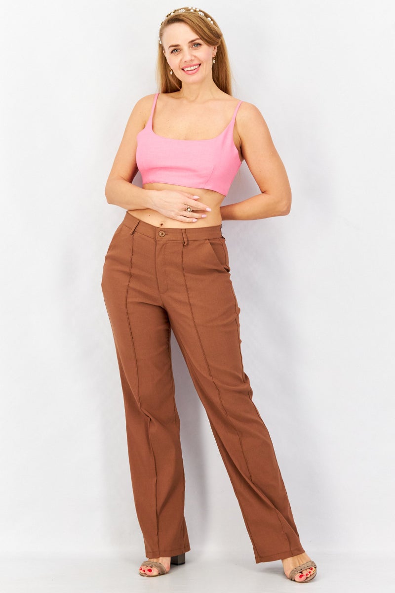 Asos Design Women Scoop Neck Sleeveless Plain Crop Tops, Pink - Image 4