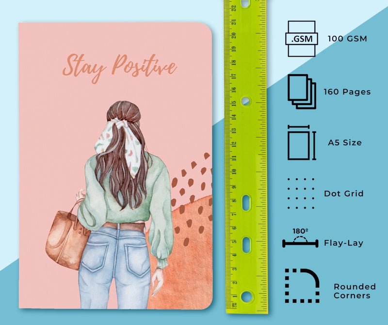 BOUND N FOUND 100 GSM A5 Dot Grid Journal Diary for Girls: 160 Pages (Stay Positive) - Image 4