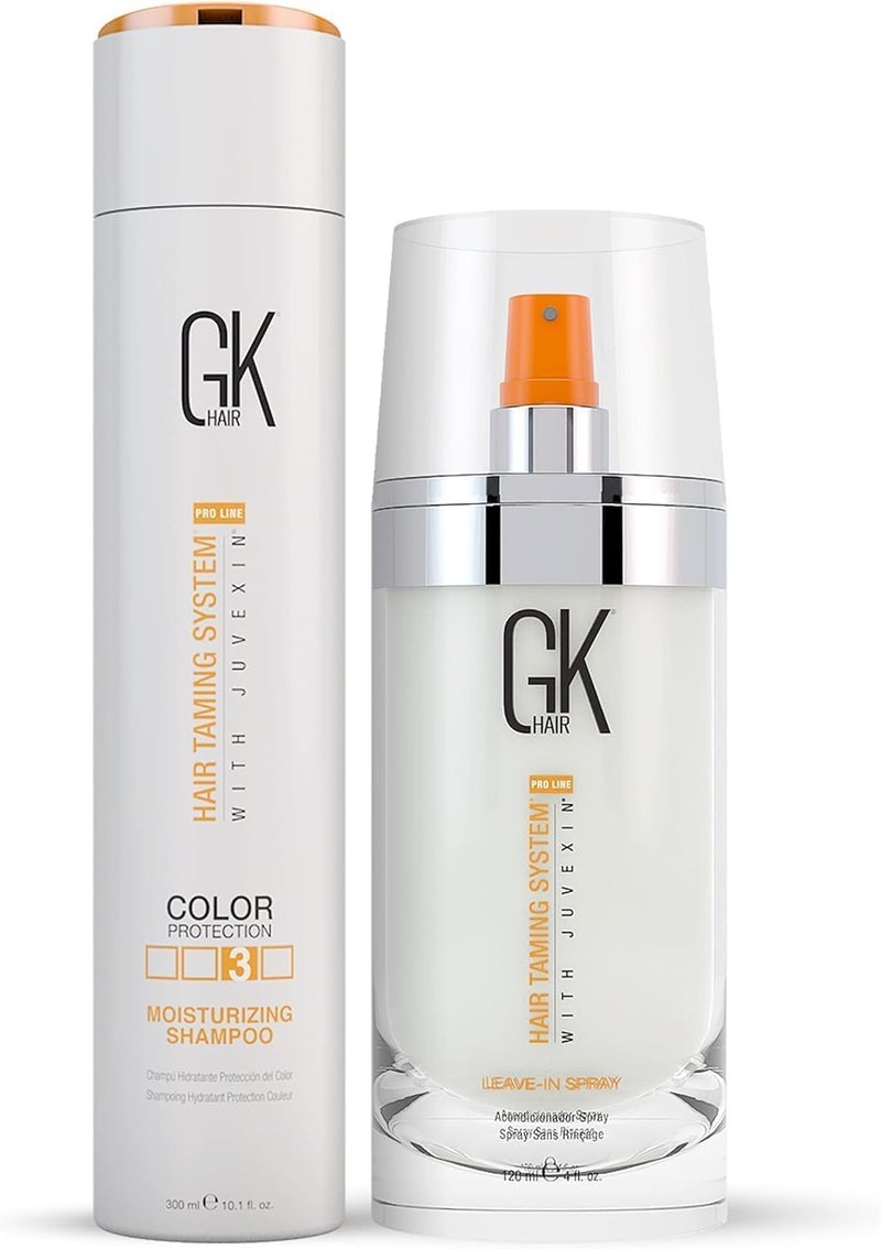 GK HAIR Global Keratin Moisturizing Shampoo 300ml for Color Treated I Leave in Conditioner Spray 120ml4 fl oz