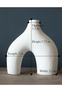 MIXDE Donut Vase, Set of 2 - Minimalist Nordic Style, White Ceramic Vase Decor - Table Centerpiece, Wedding, Living Room, Bookshelf, Bedroom, Office, Modern Boho Home Decor  - Image 3