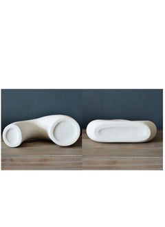MIXDE Donut Vase, Set of 2 - Minimalist Nordic Style, White Ceramic Vase Decor - Table Centerpiece, Wedding, Living Room, Bookshelf, Bedroom, Office, Modern Boho Home Decor  - Image 5