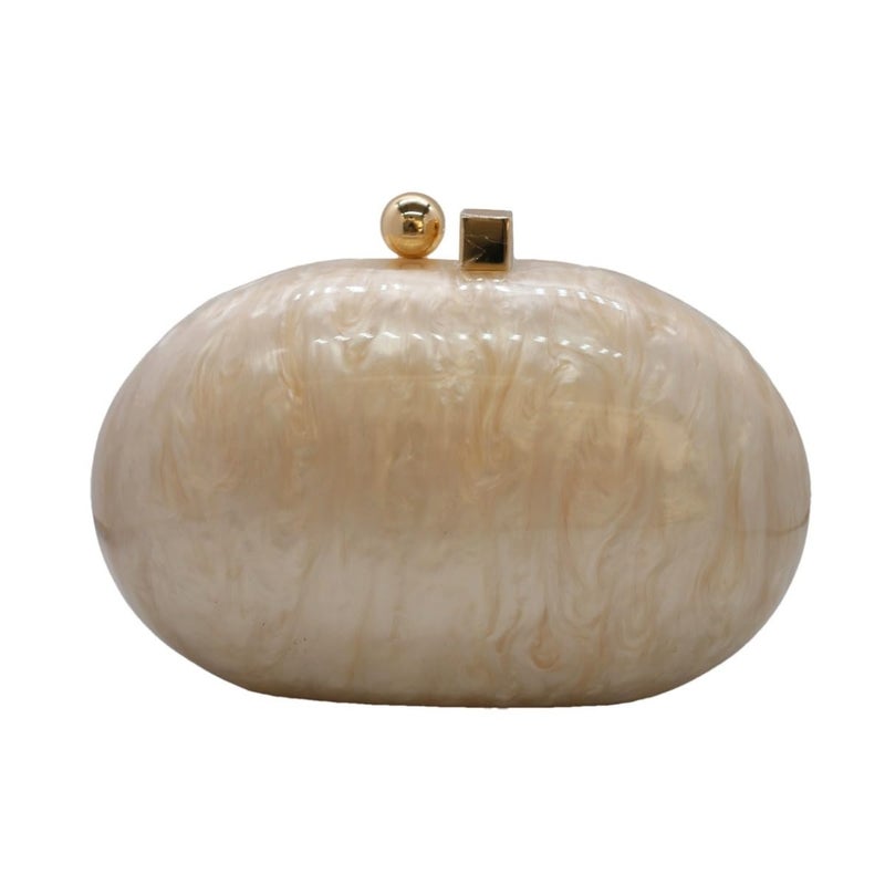 GSYPS Acrylic Evening Clutch Bag for Women Shell Shape Shoulder Crossbody Bag Glitter Marble Purse Handbag Champagne 1 - Image 1