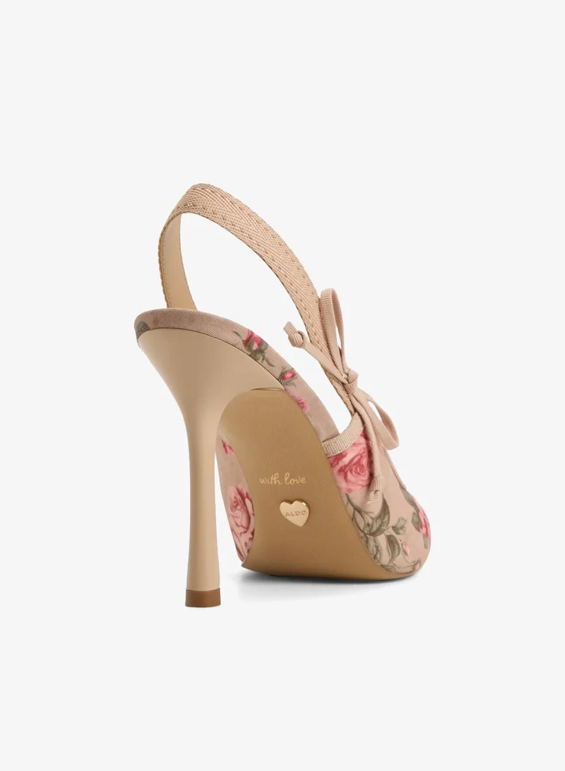 الدو حذاء هيني بكعب مدبب وطبعات وحزام خلفي