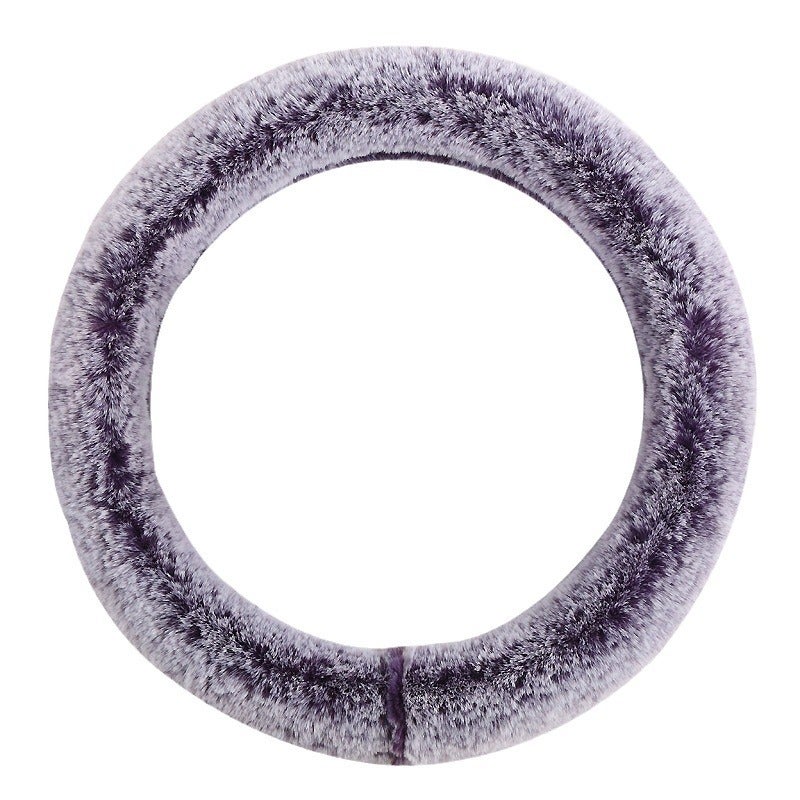 Faux rabbit fur, soft, delicate and smooth, two-tone design, stylish and beautiful steering wheel cover - Image 1