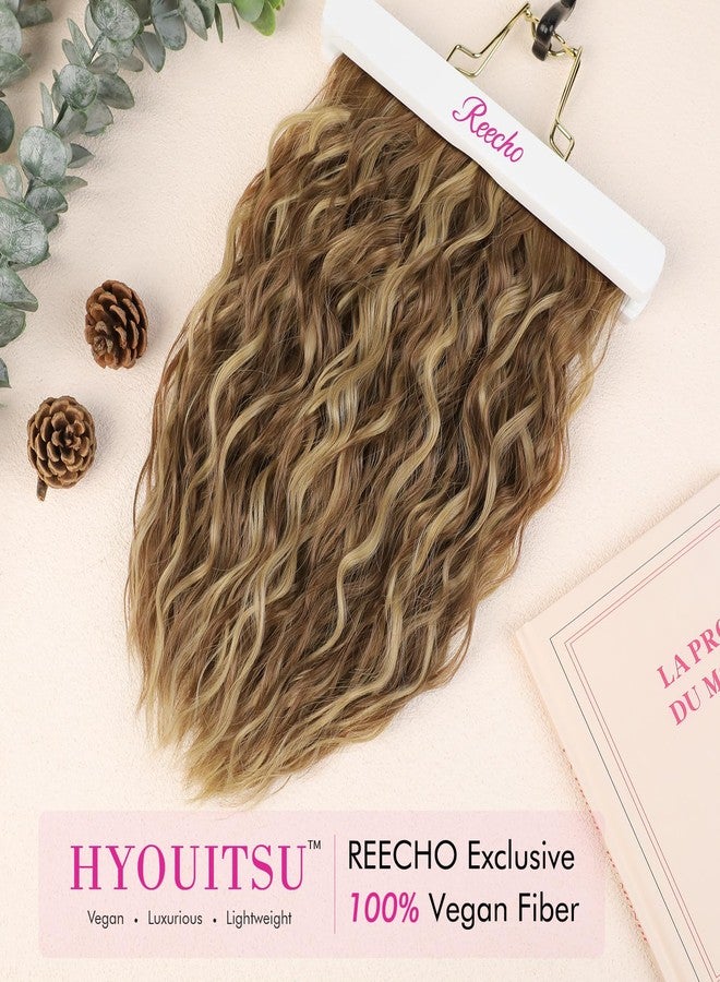 ريتشو وصلات شعر ريتشو بمشابك - 4 قطع، 12 بوصة، وصلات شعر بني قصير مجعد ومموج مع خصلات دانتيل غير مرئية وخصلات فاتحة - Image 3