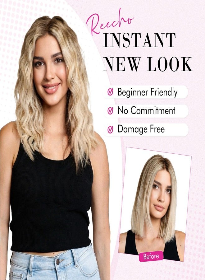 ريتشو وصلات شعر ريتشو بمشابك - 4 قطع، 12 بوصة، وصلات شعر بني قصير مجعد ومموج مع خصلات دانتيل غير مرئية وخصلات فاتحة - Image 4