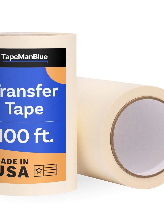 TapeManBlue Transfer Tape for Vinyl, 15.24 cm x 100 feet, Paper with Medium-High Tack Layflat Adhesive. American-Made Application Tape for Craft Cutters and Sign Makers - Image 1