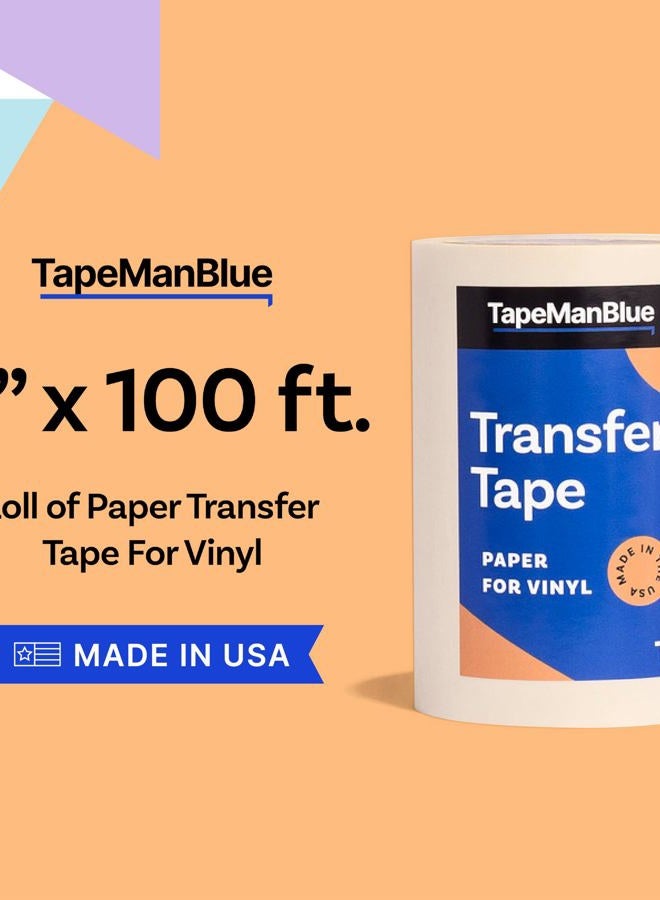 TapeManBlue Transfer Tape for Vinyl, 15.24 cm x 100 feet, Paper with Medium-High Tack Layflat Adhesive. American-Made Application Tape for Craft Cutters and Sign Makers - Image 2