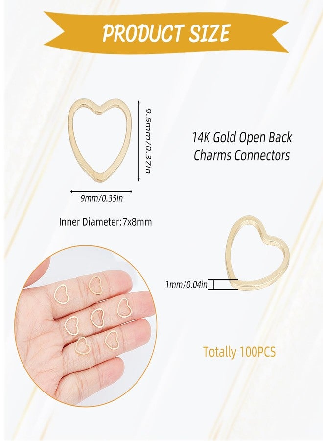 NICENEEDED 100 Pcs Heart Linking Rings Pendants, 14K Gold Filled Open Back Bezel Frame, Love Heart Charms Connectors Beading Hoop Earrings for DIY Resin Crafts Jewelry Making - Image 3