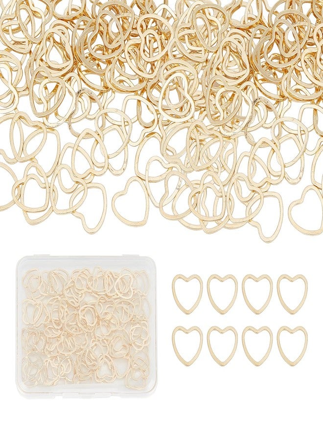NICENEEDED 100 Pcs Heart Linking Rings Pendants, 14K Gold Filled Open Back Bezel Frame, Love Heart Charms Connectors Beading Hoop Earrings for DIY Resin Crafts Jewelry Making - Image 1