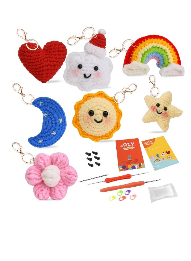 Crochet Kit for Beginners Starter Kit with 10 Yarn Colors Crochet Stuffing Keychain Instructions and Tutorials Perfect for Crafts - Image 1