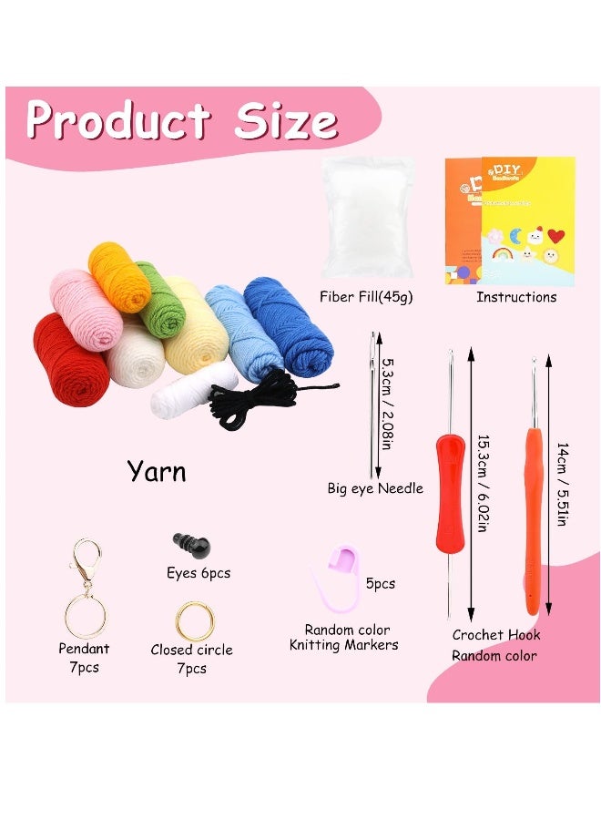 Crochet Kit for Beginners Starter Kit with 10 Yarn Colors Crochet Stuffing Keychain Instructions and Tutorials Perfect for Crafts - Image 5