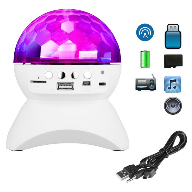 Portable Speaker 360° Rotating Crystal Ball Built-In Colorful LED Lights Disco Strobe - Auto-Enhanced Bass Audio Wireless Connection for Home Parties KTV Festivals - Image 2