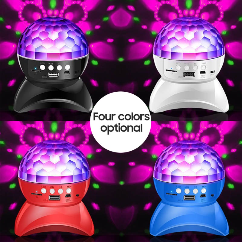 Portable Speaker 360° Rotating Crystal Ball Built-In Colorful LED Lights Disco Strobe - Auto-Enhanced Bass Audio Wireless Connection for Home Parties KTV Festivals - Image 4