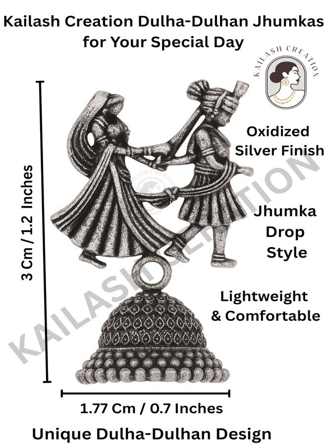 Kailash Creation Oxidized Dulha Dulhan Jhumki Earrings for Women and Girls | Traditional Ethnic Wear Jewelry | wedding gifts for guests | - Image 3