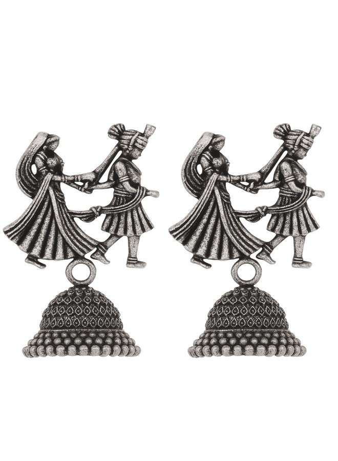 Kailash Creation Oxidized Dulha Dulhan Jhumki Earrings for Women and Girls | Traditional Ethnic Wear Jewelry | wedding gifts for guests | - Image 1