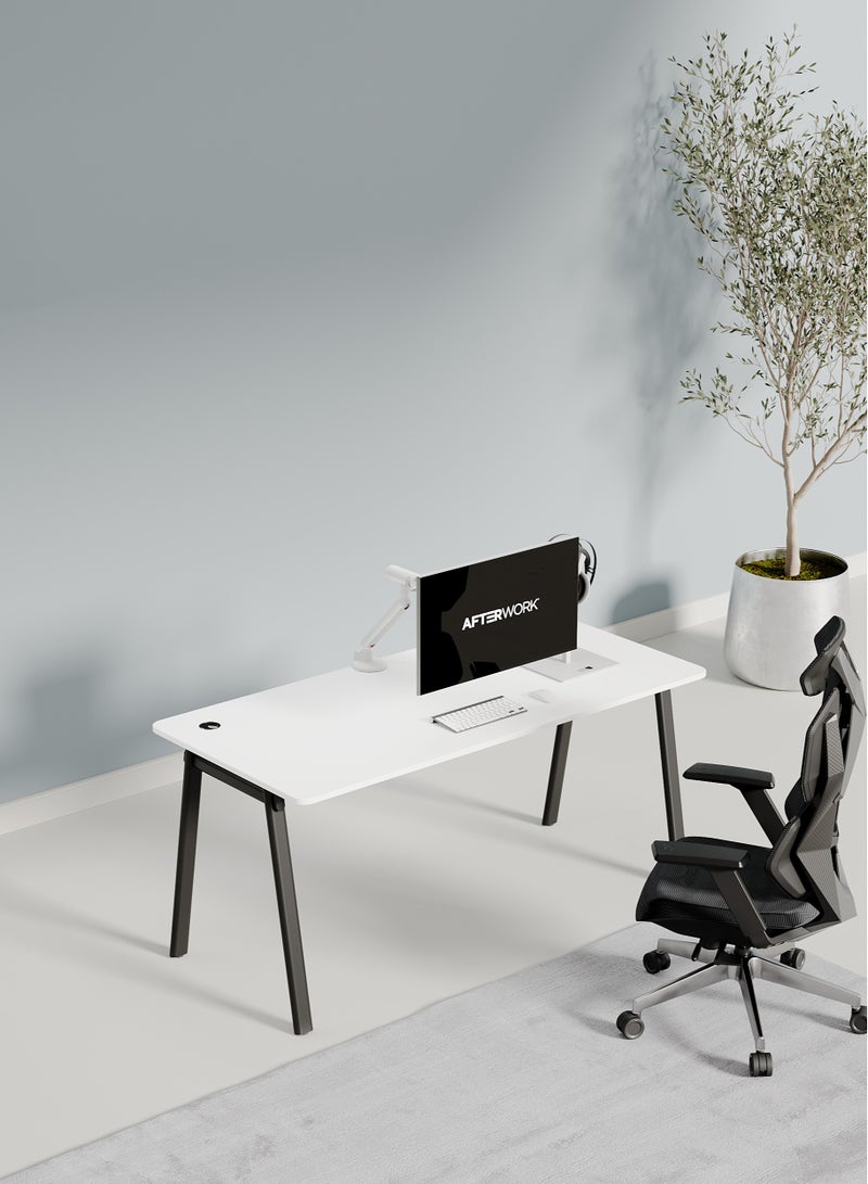 WORKSPACE Gaming Home Office Desk: Executive Design, 120x70cm, Black & White, Ergonomic Computer Workstation for Gamers and Professionals (White and Black) - Image 3