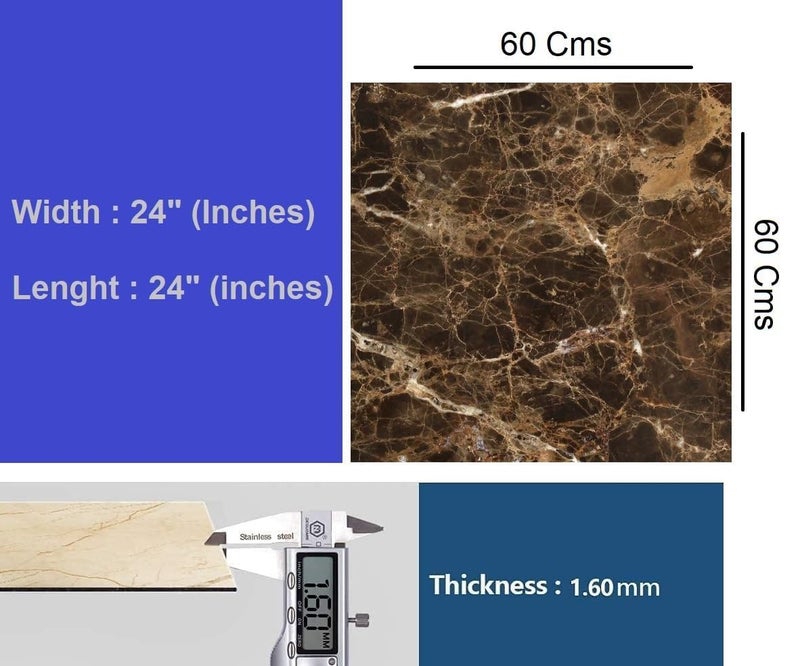 LAVNIK LAVNIK Self Adhesive Floor Tiles PVC Foam Marble Wall Floor Tiles Stickers Modern Stylish Floor Tiles Vinyl Flooring SheetsMultipurpose Floor Tiles for KitchenOfficeCafe BROWN 4  - Image 3