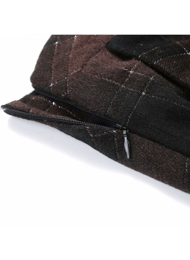 IDEALSANXUN Womens Plaid Wool Skirts Elastic Waist A-Line Pleated Tartan Long Skirts, Coffee 2005, XXL - Image 3
