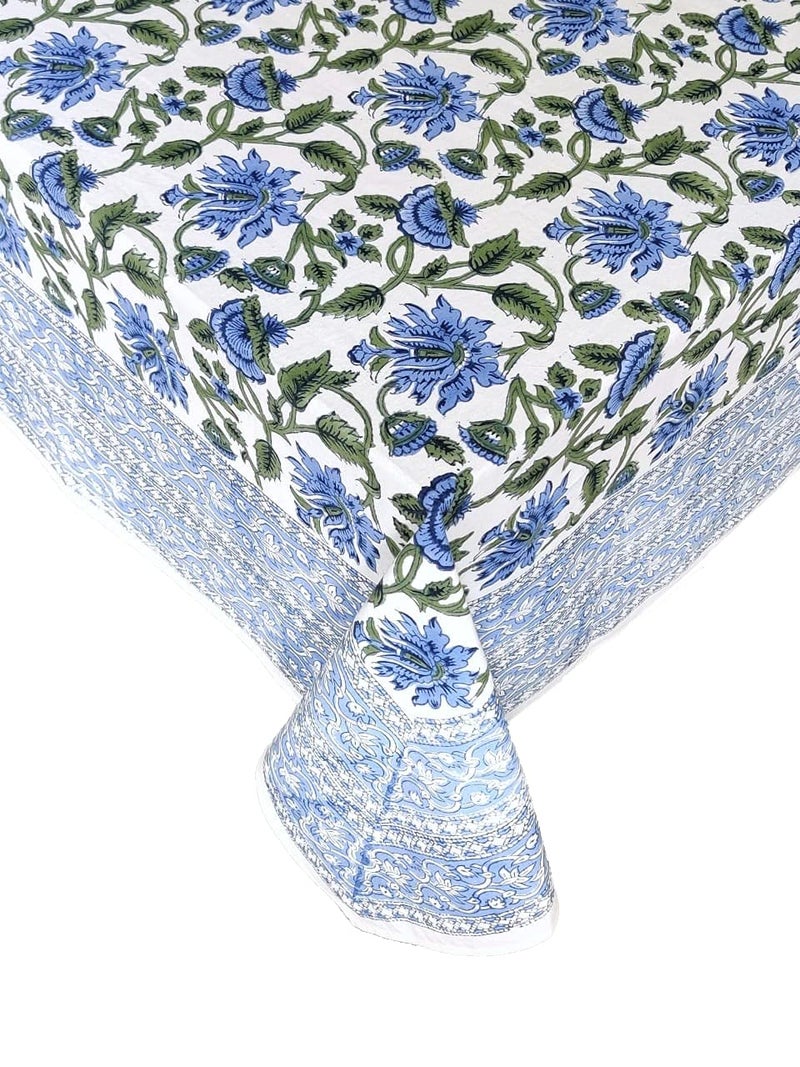 ATOSII Taj 100% Cotton Fall Autumn Tablecloth  Hand Block Print Floral Rectangle Table Cloth Linen for Dining Buffet Parties Weddings Outdoors Christmas Thanksgiving Decor 60 X 90 Inches  6 Seater - Image 5