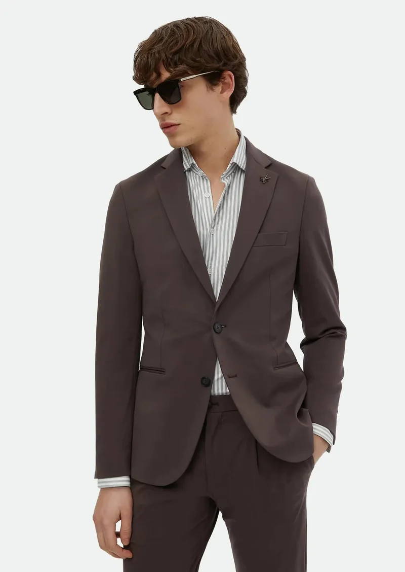 RAMSEY Burgundy Plain Comfort Fit Suit