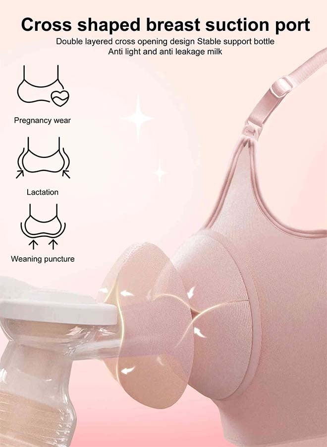 HomarKet Hands Free Pumping Bra, Adjustable Breast-Pump Holding and Nursing Bra,Pink(XL)  - Image 4
