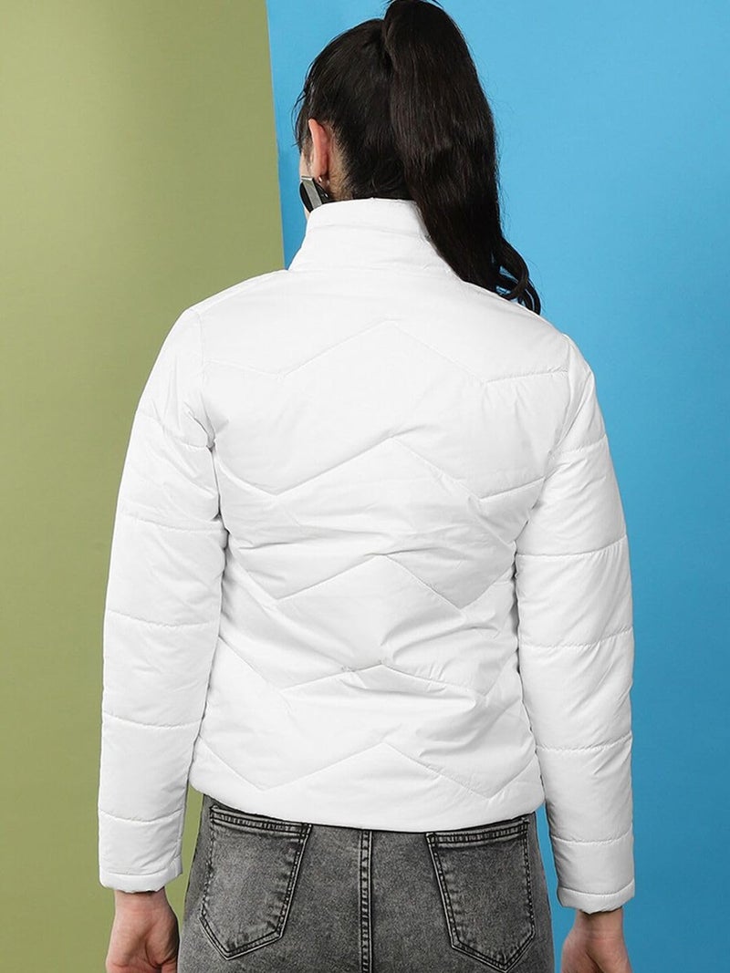 Freehand Women White Solid Regular Puffer Jacket - Image 5