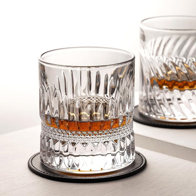 AZLVERA Crystal Whiskey Glasses 200ml Old Fashioned Tumblers Set of 2 Cut Glass Design - Image 1