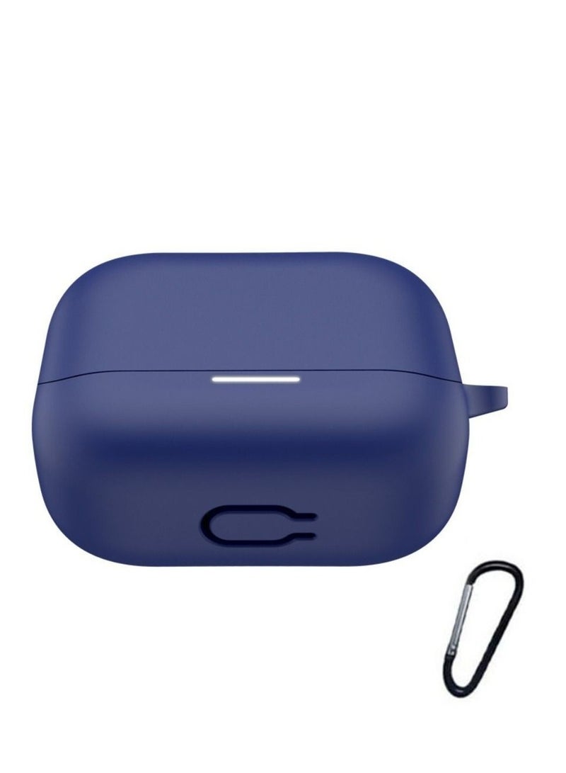 Silicone Case for Anker Soundcore K20i, Protective Cover with Carabiner (Blue)