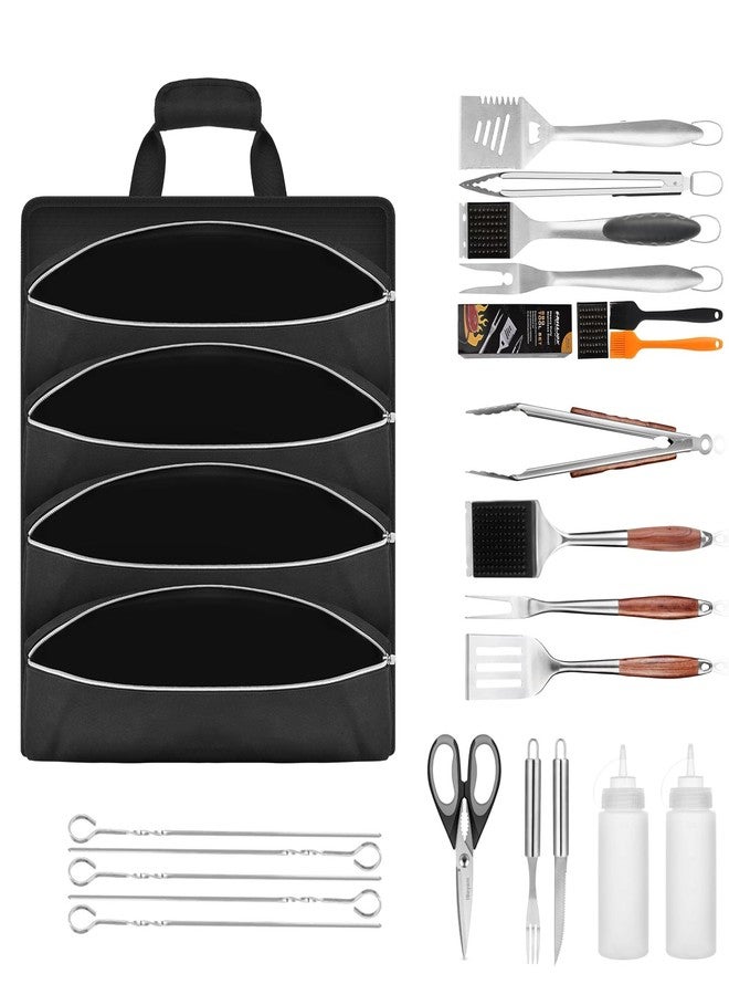 SAIKA Grill Tool Accessory Storage Bag Roll Up, BBQ Tools Carry Orangizer Case for Grilling Utensil, Large Oxford Cloth Griddle Classifiable Holder for Outdoor Camping Barbecue Hiking Picnic Trip(Box Only) - Image 3