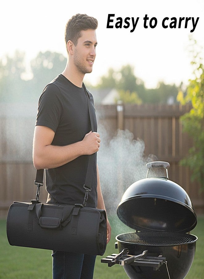 SAIKA Grill Tool Accessory Storage Bag Roll Up, BBQ Tools Carry Orangizer Case for Grilling Utensil, Large Oxford Cloth Griddle Classifiable Holder for Outdoor Camping Barbecue Hiking Picnic Trip(Box Only) - Image 4