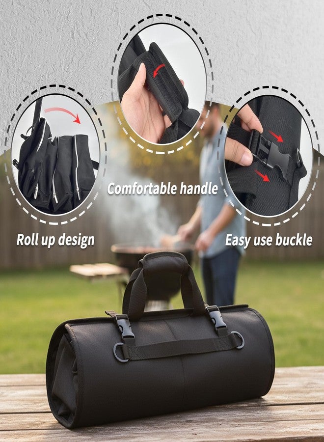 SAIKA Grill Tool Accessory Storage Bag Roll Up, BBQ Tools Carry Orangizer Case for Grilling Utensil, Large Oxford Cloth Griddle Classifiable Holder for Outdoor Camping Barbecue Hiking Picnic Trip(Box Only) - Image 5