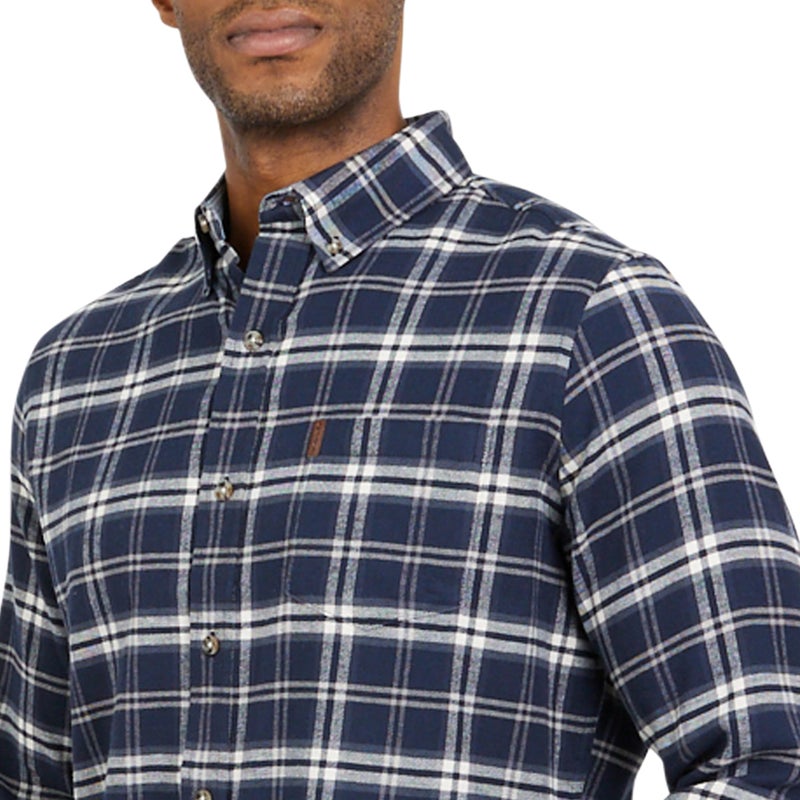 Chaps Men's Classic Fit Long Sleeve Button Down Stretch Flannel Casual Woven Shirt, Newport Navy, Large - Image 2