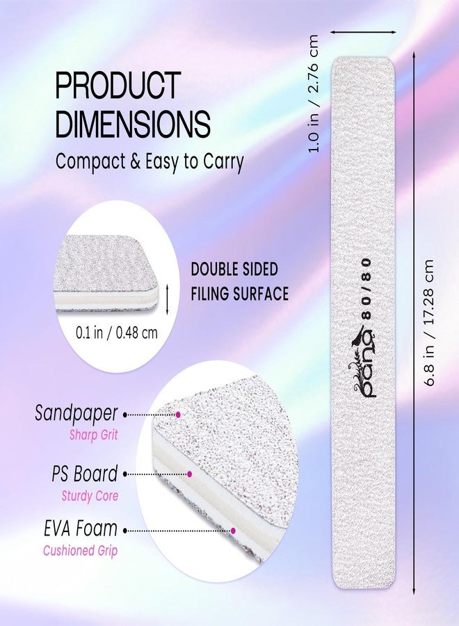 Pana 10PCS Jumbo Size PANA Professional Double Sided Nail Files - Zebra, 80/80 Grit - Emery Board Nail Buffering File Manicure Pedicure Nail Polisher Washable - Image 3