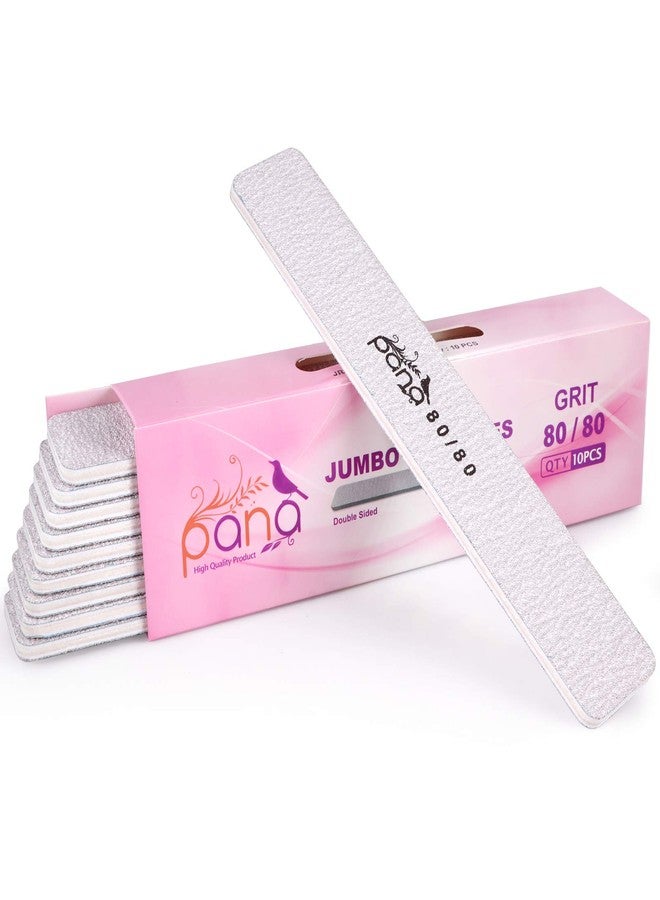 Pana 10PCS Jumbo Size PANA Professional Double Sided Nail Files - Zebra, 80/80 Grit - Emery Board Nail Buffering File Manicure Pedicure Nail Polisher Washable - Image 1