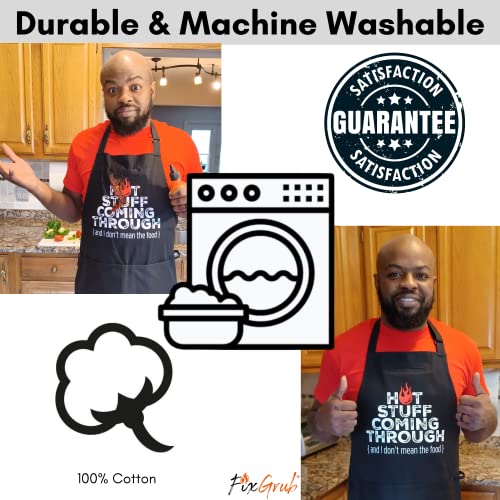 FixGrub Chefs Apron, Grill Apron, Funny Aprons for Men and Women, BBQ Apron, 3 Pockets, Bottle Opener, Towel and Gift Box Included - Image 5