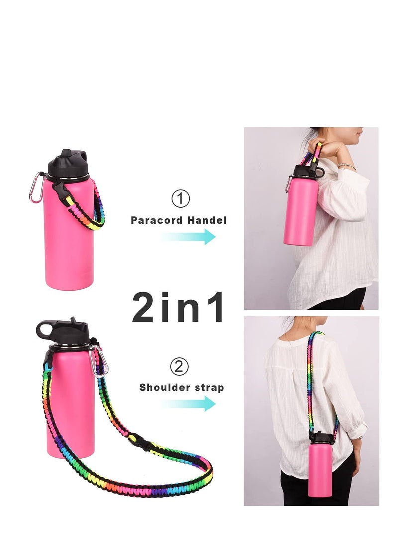 Generic Paracord Handle Shoulder Strap Compatible with Hydro Flask Wide Mouth Water Bottles 12oz To 64oz(Not for The New Hydro Flask 2.0) Bottle Strap For Walking Hiking Camping（Rainbow）  - Image 3
