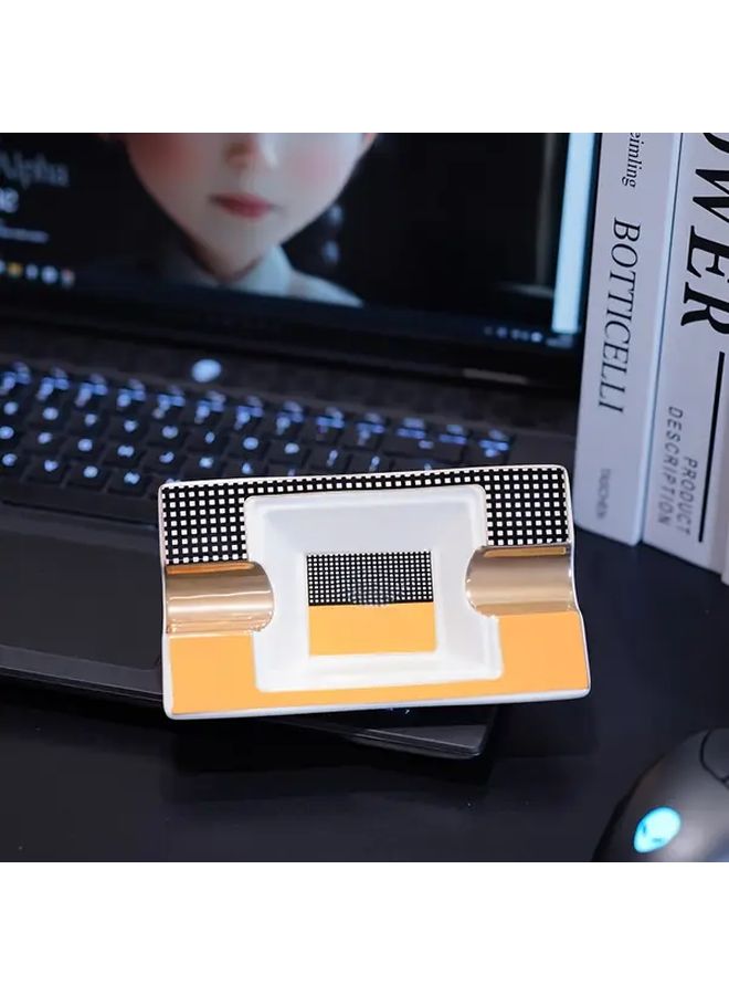 Luxury Ceramic Ashtray With Lid Golden Rim Black Spots Square Portable Non Electric For Home Party Gift 1pc - Image 5