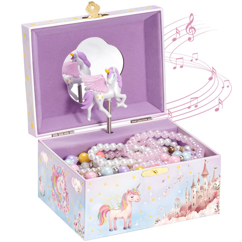 ProCase Unicorn Jewelry Box for Girls, Kids Musical Jewelry Boxes with Spinning Unicorn Doll, Birthday Christmas Gifts for Little Girls Children Toddler Ages 3 4 5 6 7 8 -Unicorn (Box Only) - Image 1
