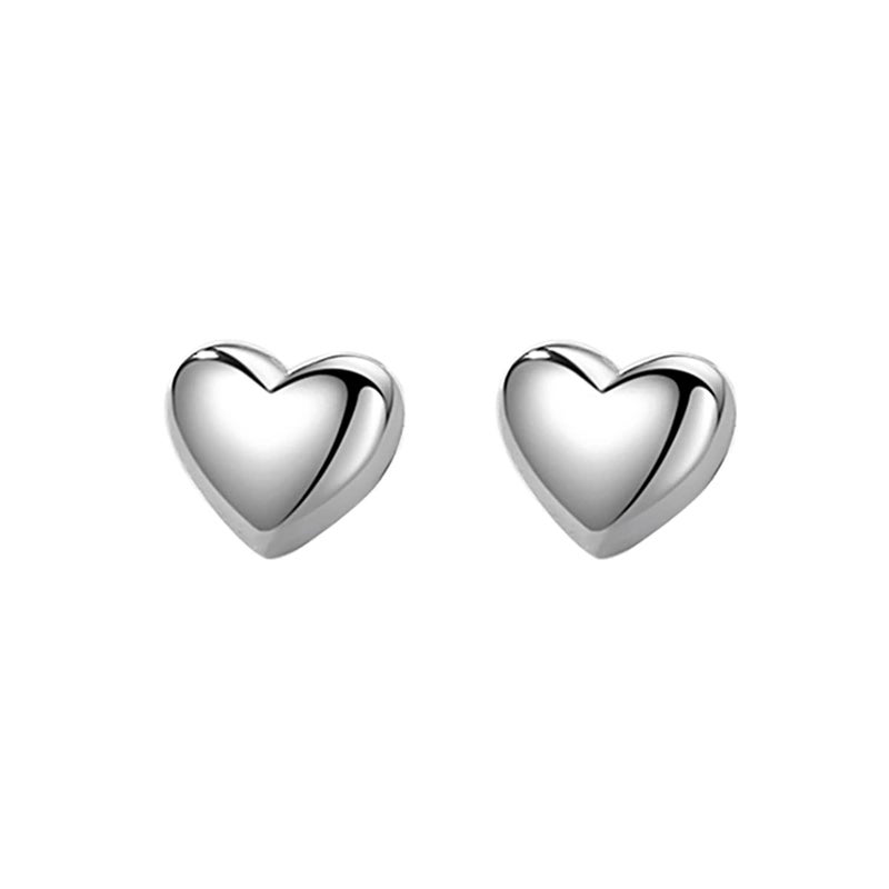 SLUYNZ Solid 925 Sterling Silver 8MM Fat Heart Earrings Studs for Women Teen Girls Hollow Sweet Love Studs Earrings (A-Sterling Silver) - Image 1