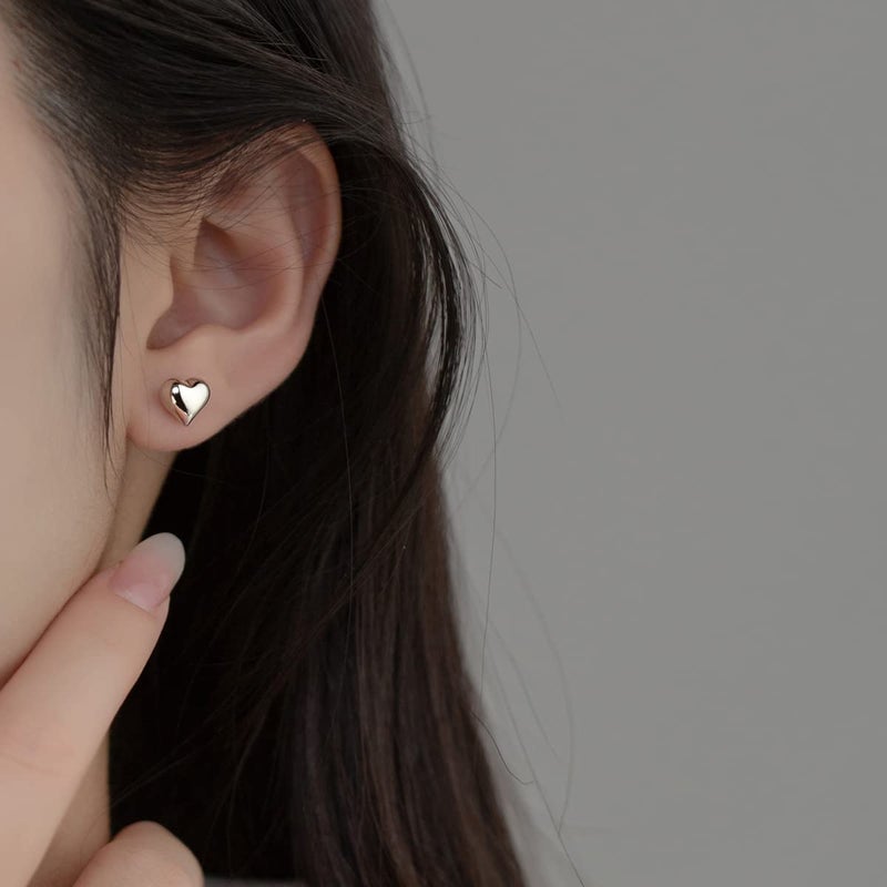 SLUYNZ Solid 925 Sterling Silver 8MM Fat Heart Earrings Studs for Women Teen Girls Hollow Sweet Love Studs Earrings (A-Sterling Silver) - Image 2